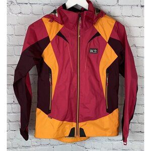 K2 GORE-TEX Girls' Pink Orange Ski Shell Jacket Coat Size 90 EUC